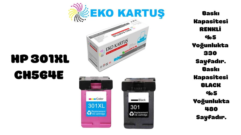 HP 301XL Yüksek Kapasiteli Muadil Kartuş CH564E SET 2Lİ PAKET