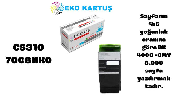 Lexmark CS310 (808) SİYAH Yüksek Kapasiteli Uyumlu Sıfır İthal Toner 70C8HK0