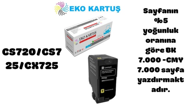 Lexmark CS720 YELLOW Yüksek Kapasiteli Uyumlu Sıfır İthal Toner 74C5SY0 (CS720/CS725/CX725)