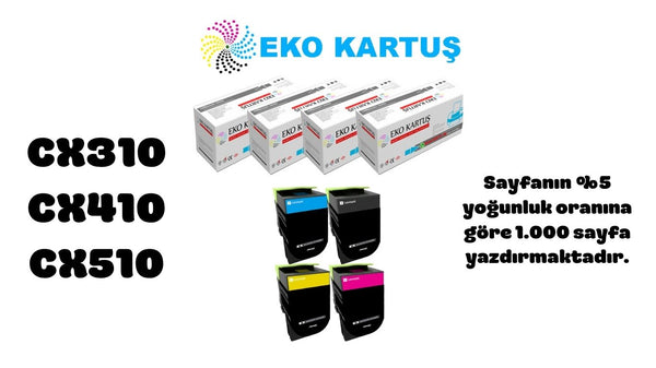LEXMARK CX410de SET 4 RENK Uyumlu Sıfır İthal TONER CX310