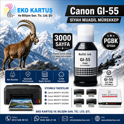 Canon GI-55  SİYAH BK muadil mürekkep