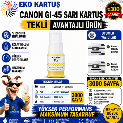 Canon GI-45 YELLOW  Uyumlu Sıfır İthal Mürekkep