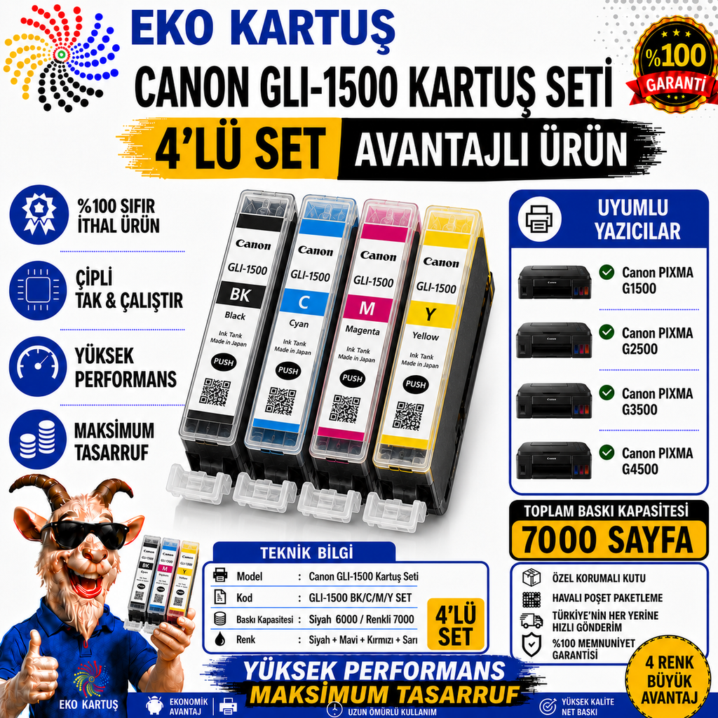 Canon PGI-1500XL Yüksek Kapasiteli Muadil Kartuş Seti 9182B004