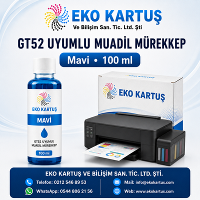 HP GT52XL  MUADİL MÜREKKEP MAVİ