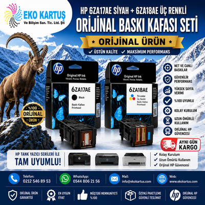 HP Smart Tank Plus 555 HP 6ZA17AE Siyah+Üç Renkli Orijinal Baskı Kafası Seti