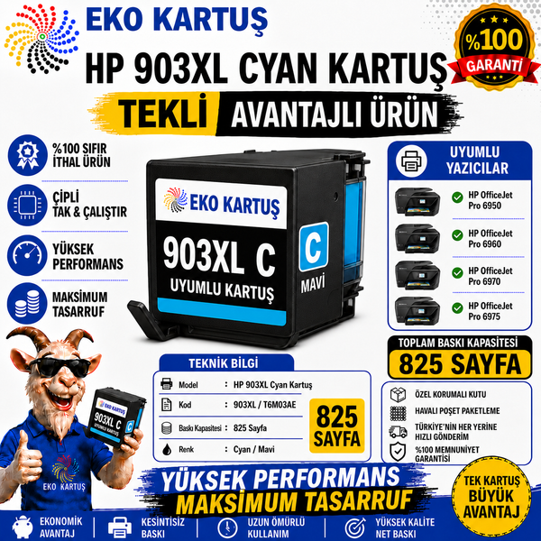 HP 903XL CYAN   Kartuş  muadil kartuş