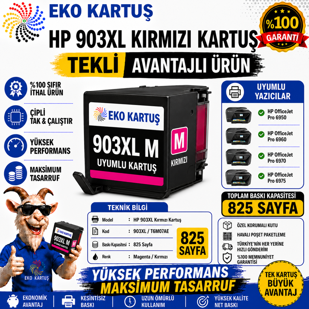 HP 903XL MAGENTA Kartuş  muadil kartuş