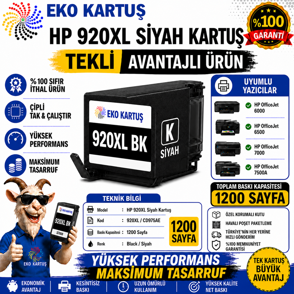 HP 920XL BLACK MUADİL KARTUŞ