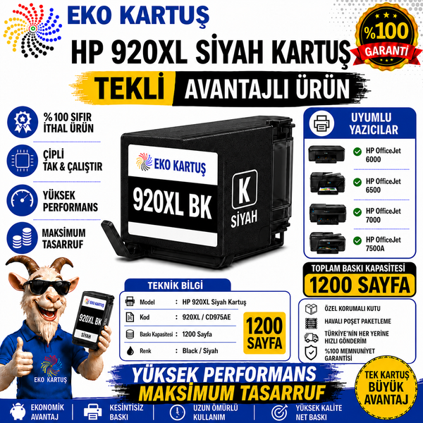 HP 920XL BLACK MUADİL KARTUŞ