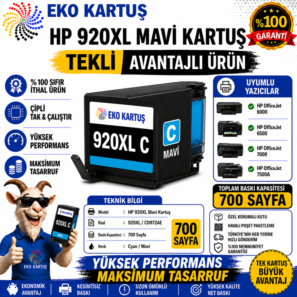 HP 920XL CYAN MUADİL  KARTUŞ