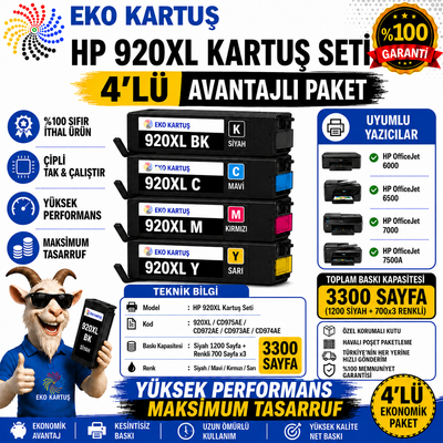 HP 920XL 4 RENK MUADİL  KARTUŞ