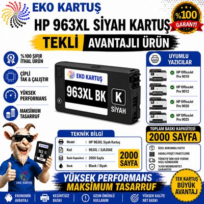 Hp Officejet Pro 963xl BLACK (SİYAH) Muadil Kartuş
