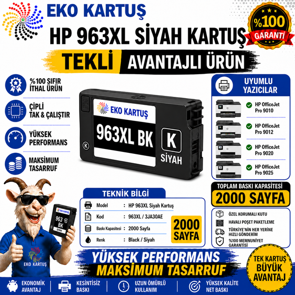 Hp Officejet Pro 963xl BLACK (SİYAH) Muadil Kartuş