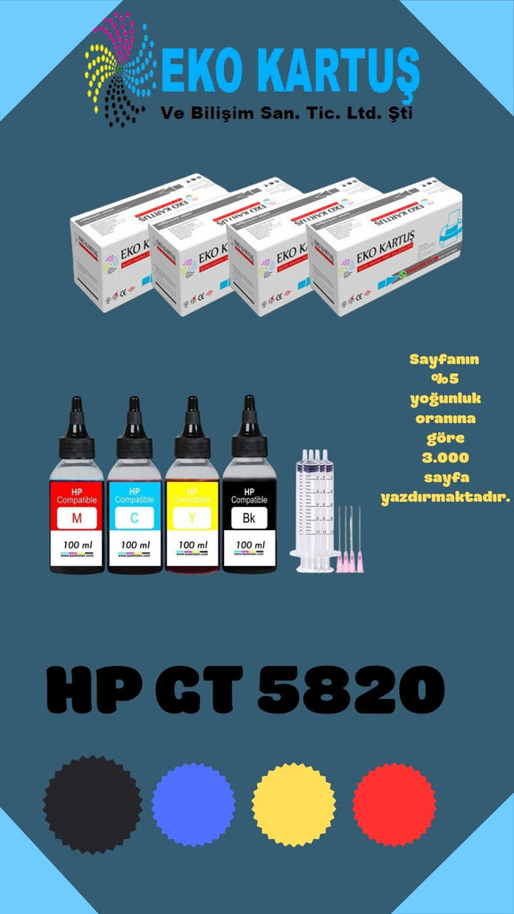 HP GT 5820 Mürekkep 4x500 ml (Muadil) 15000 Sayfa