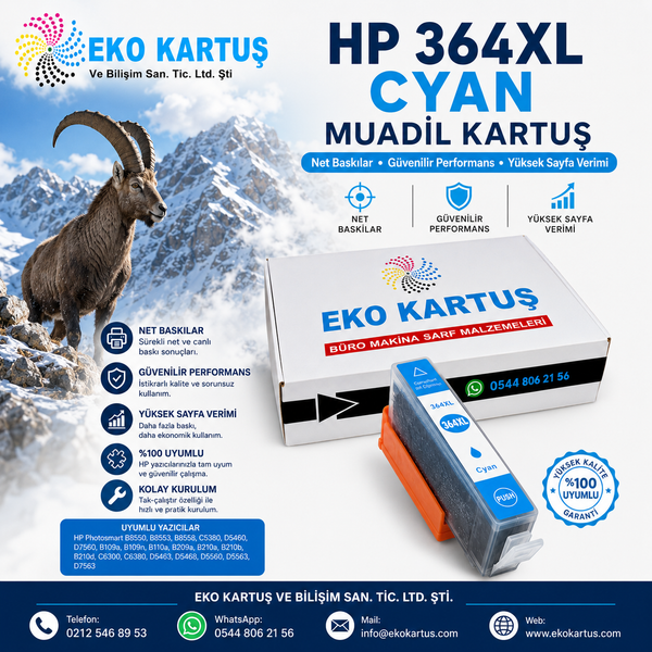 HP 364XL BLUE Yüksek Kapasiteli Muadil Kartuş CB323E