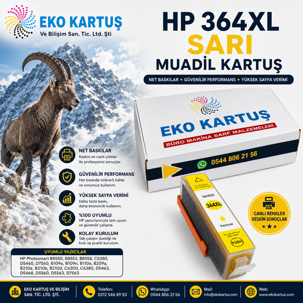 HP 364XL YELLOW MUADİL KARTUŞ