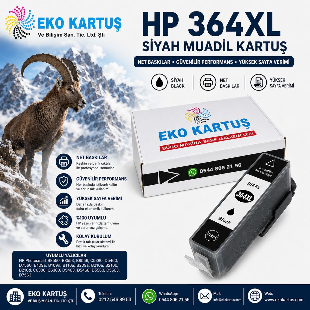 HP 364XL BLACK Yüksek Kapasiteli Muadil Kartuş CN684E