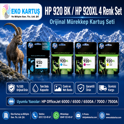 &nbsp;Hp PhotoSmart 63244  4 RENK 920XL KARTUŞ