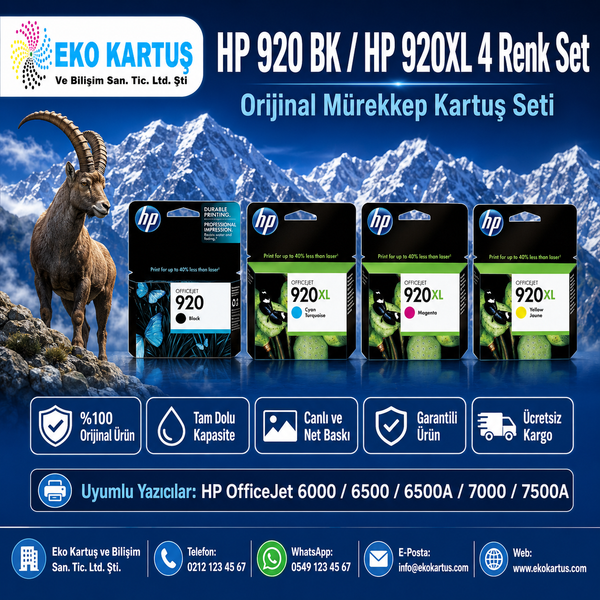 Hp Officejet 6000 Wireless  4 RENK 920XL  KARTUŞ