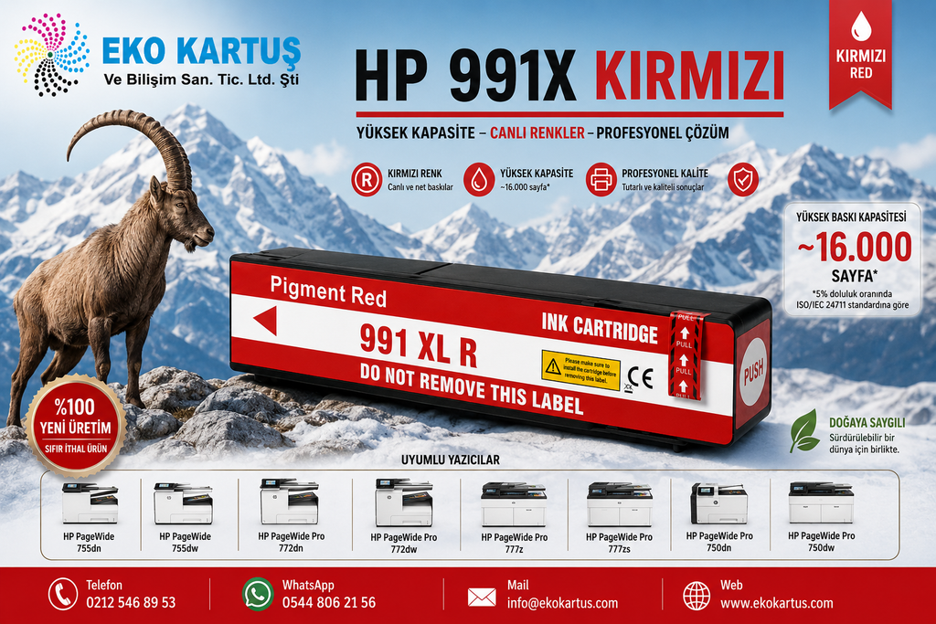 HP 991X KIRMIZI Muadil Kartuş – M0J94AE 16K