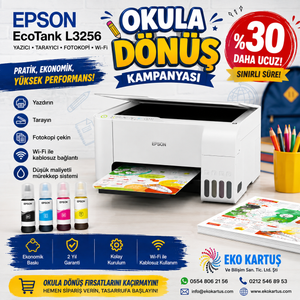 EPSON EcoTank L3256 Yazıcı+Tarayıcı+Fotokopi+Wi-Fi-- BEYAZ