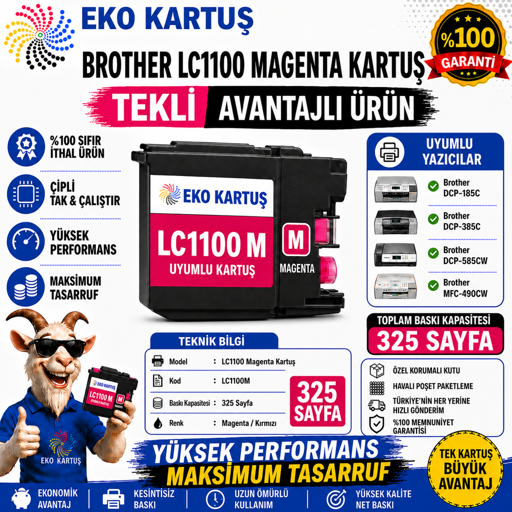 Brother LC1100 MAGENTA MUADİL KARTUŞ