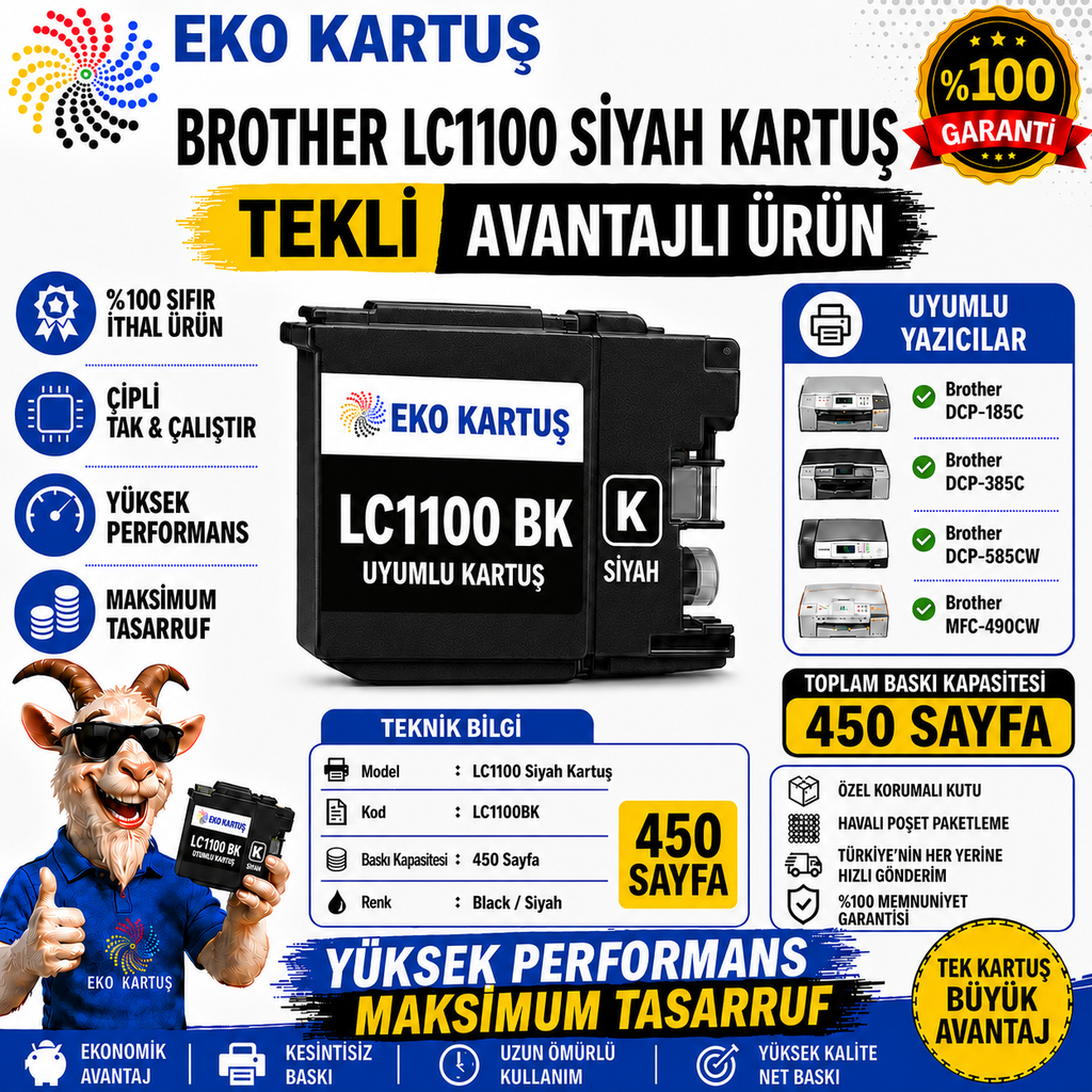 Brother LC1100 BK MUADİL KARTUŞ