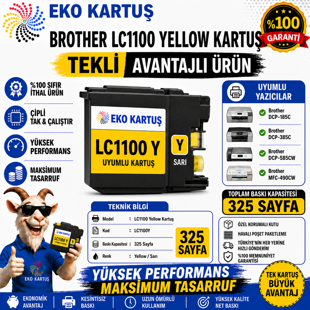 Brother LC1100 YELLOW MUADİL KARTUŞ