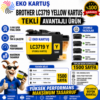 Brother  LC 3719XL  YELLOW Muadil Kartuş   1500 SAYFA