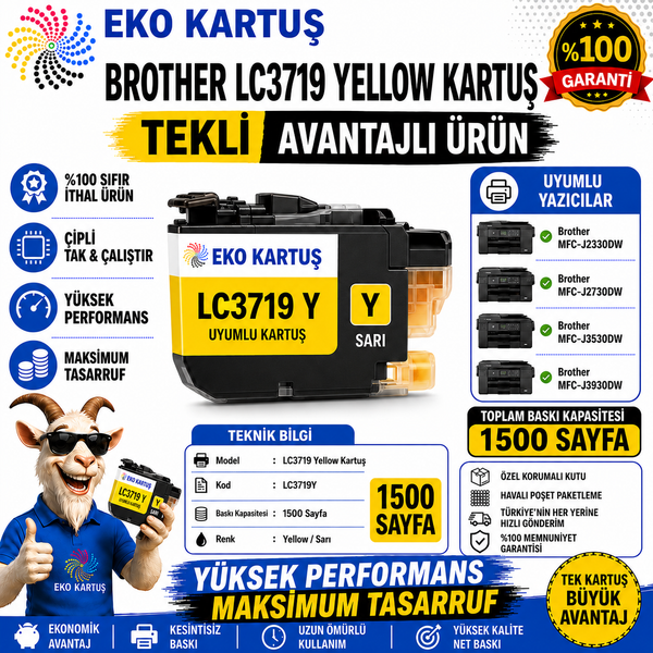 Brother  LC3719XL  YELLOW Muadil Kartuş   1500 SAYFA