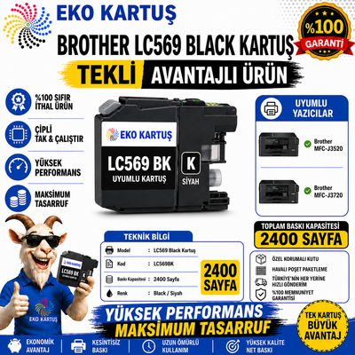 Brother LC569XL BLACK  MUADİL KARTUŞ J2310, J2510, J3520, J3720