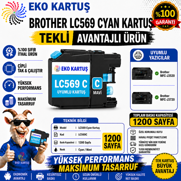 Brother LC565XL CYAN MUADİL KARTUŞ J2310, J2510, J3520, J3720