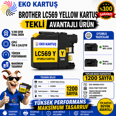 Brother LC565XL YELLOW MUADİL KARTUŞ J2310, J2510, J3520, J3720