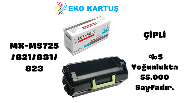 LEXMARK MS821dn YÜKSEK KAPASİTE Uyumlu Sıfır İthal TONER  (MX-MS725 /821/831/823)   ÇİPLİ
