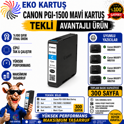 Canon PGI-1500XL MAVİ Yüksek Kapasiteli Muadil Kartuş 9193B001