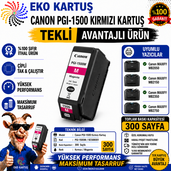 Canon PGI-1500XL KIRMIZI Yüksek Kapasiteli Muadil Kartuş 9194B001