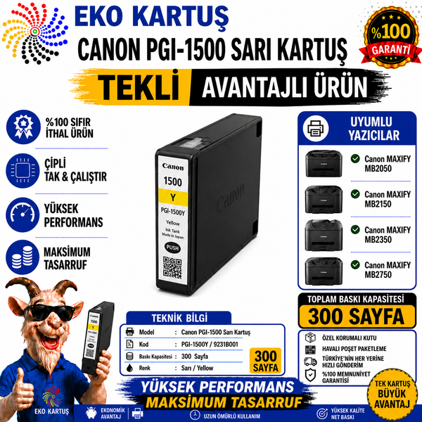 Canon PGI-1500XL SARI Yüksek Kapasiteli Muadil Kartuş 9195B001