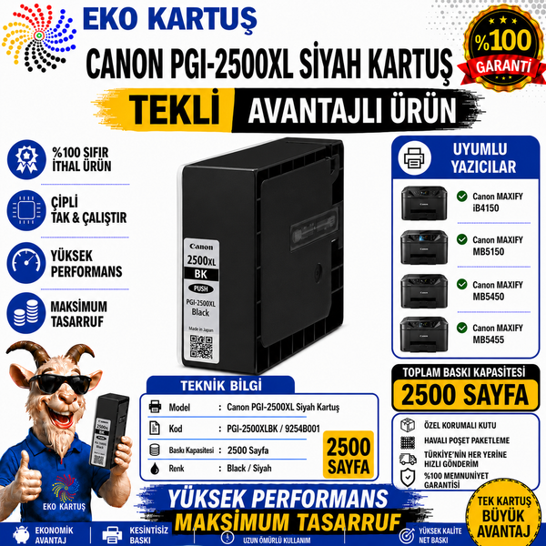 Canon PGI-2500XL SİYAH Yüksek Kapasiteli Muadil Kartuş 9254B001