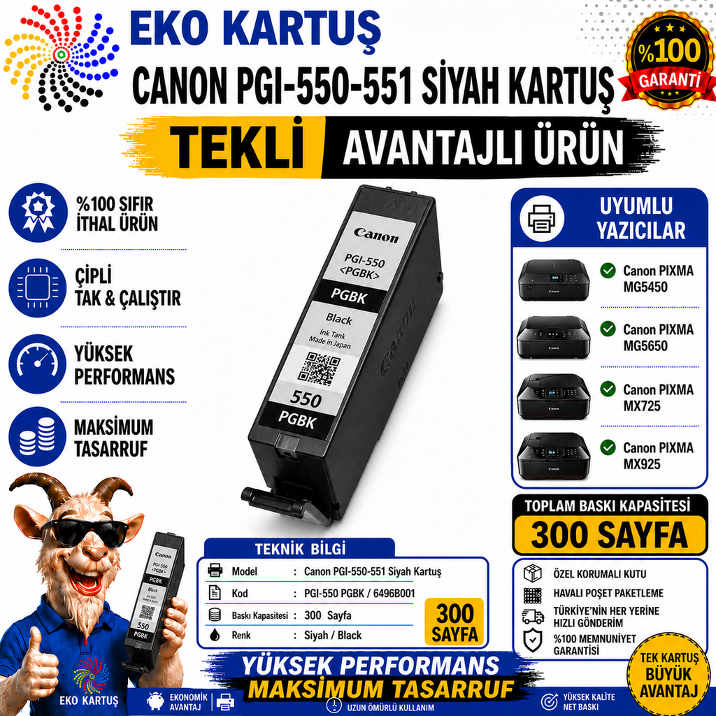 CANON PGI 550XL BLACK MUADİL KARTUŞ