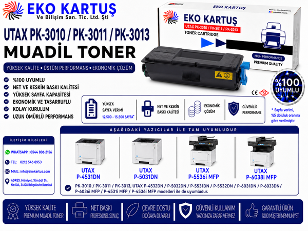 UTAX P4532DN MUADİL TONER   PK-3010, PK-3011, PK-3013