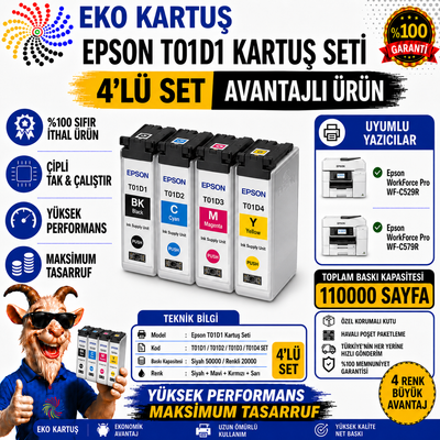 Epson T01D1/2/3/4 Yüksek Kapasiteli Muadil Kartuş