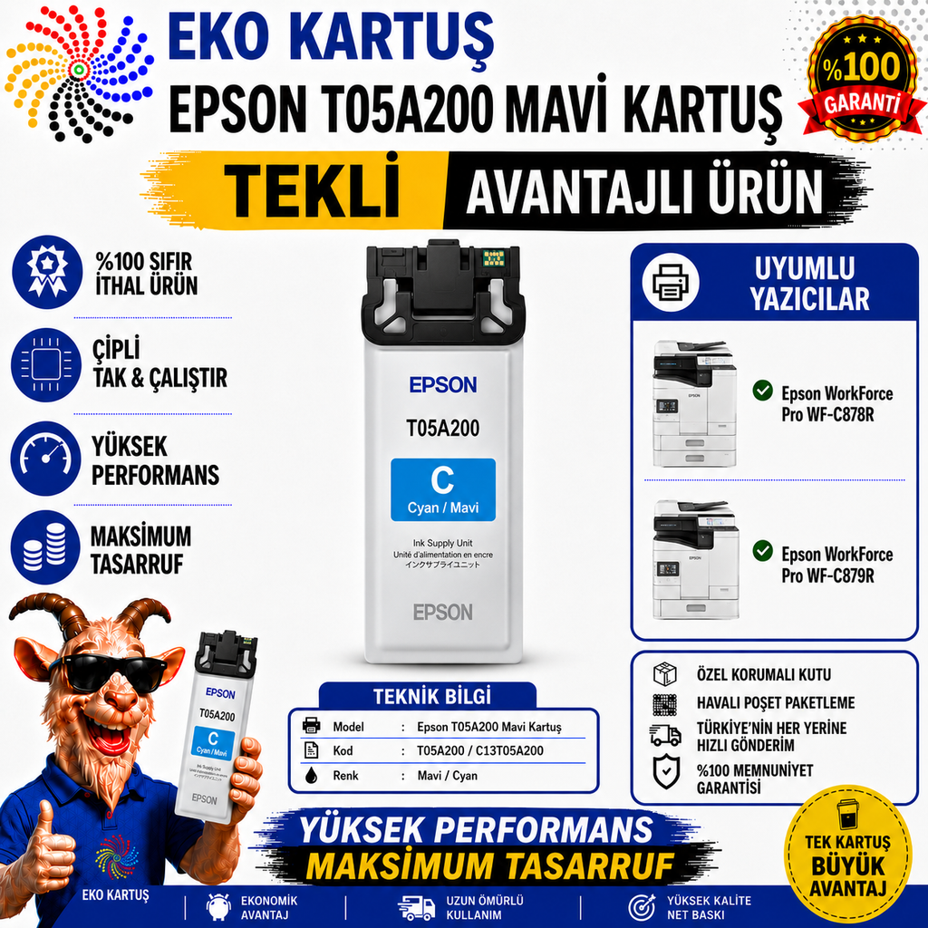 Epson T05A200 BLUE Muadil Kartuş C13T05A200