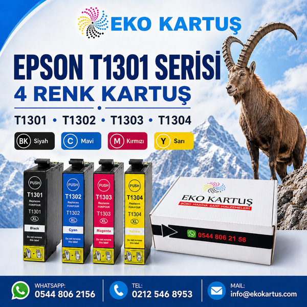 Epson WorkForce WF-7525 set 4 renk Uyumlu Sıfır İthal KARTUŞ (T1301 - T1302 - T1303 - T1304)