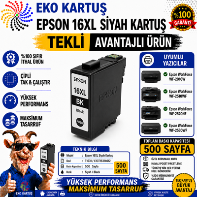 Epson 16XL T1631  BLACK Muadil Kartuş