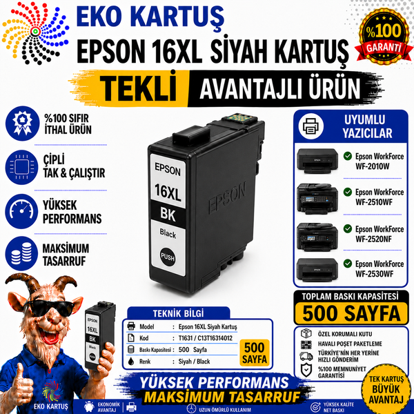 Epson 16XL T1631  BLACK Muadil Kartuş