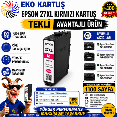 Epson 27XL T2713 RED Yüksek Kapasiteli Muadil Kartuş C13T27134020
