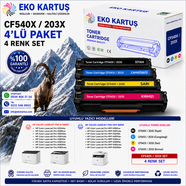 Hp Color LaserJet Pro MFP M281fdw  CF540X (203X) YÜKSEK KAPASİTE MUADİL TONER