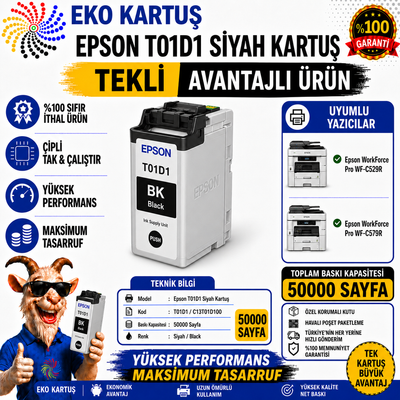 Epson T01C1 BLACK Muadil Kartuş C13T01C100