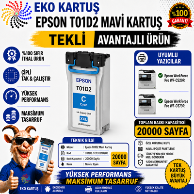Epson T01C2 BLUE Muadil Kartuş C13T01C200