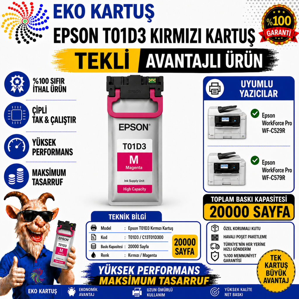 Epson T01C3 RED Muadil Kartuş C13T01C300